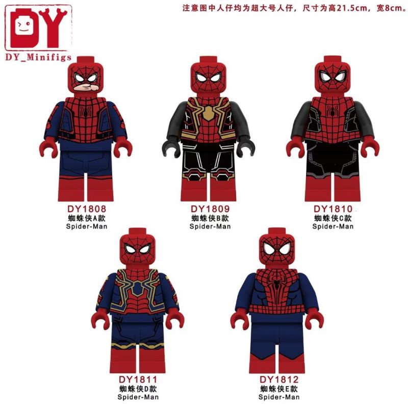 DY_MINIFIGS DY1808 1808 DY1809 1809 DY1810 1810 DY1811 1811 DY1812 1812 5 LOẠI NHÂN VẬT NGƯỜI NHỆN bộ đồ chơi xếp lắp ráp ghép mô hình Super Heroes Siêu Nhân Anh Hùng