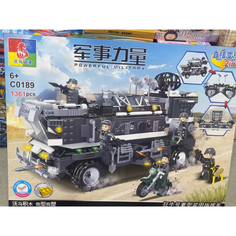 WOMA C0189 0189 XE CHỈ HUY BỌC THÉP HẠNG NẶNG CRAZY BULL bộ đồ chơi xếp lắp ráp ghép mô hình Military Army Quân Sự Bộ Đội 1361 khối