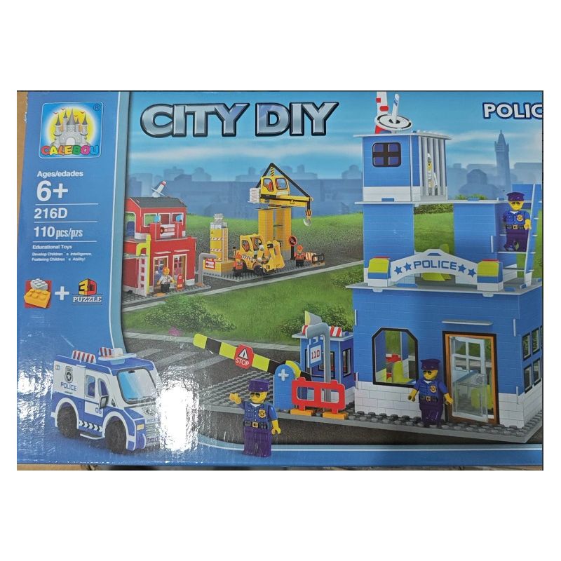 CALEBOU 216D ĐỒN CẢNH SÁT bộ đồ chơi xếp lắp ráp ghép mô hình City Thành Phố 110 khối