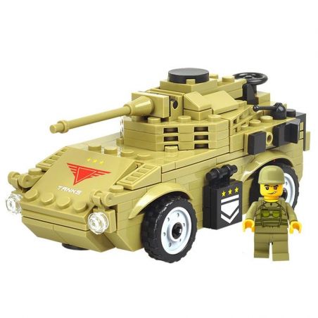 Kazi KY98402 98402 non  XE BỌC THÉP GẮN PHÁO bộ đồ chơi xếp lắp ráp ghép mô hình Military Army Quân Sự Bộ Đội 183 khối