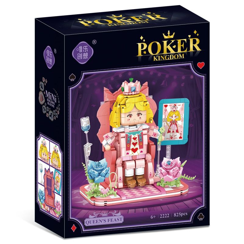 WEILE CHUANGXIANG 2222 NỮ HOÀNG BÀI POKER bộ đồ chơi xếp lắp ráp ghép mô hình 825 khối