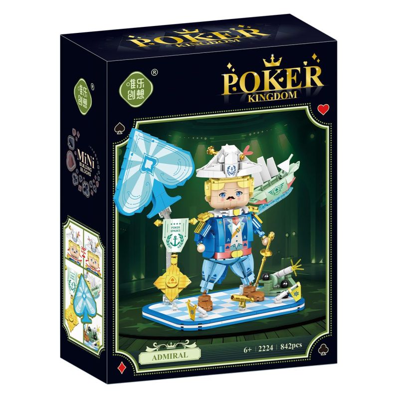 WEILE CHUANGXIANG 2224 CHƠI BÀI SPADES bộ đồ chơi xếp lắp ráp ghép mô hình 842 khối