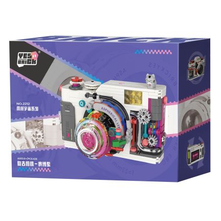 WEILE CHUANGXIANG 2212 VŨ TRỤ CƠ KHÍ CAMERA RETRO CYBER ​​PURPLE bộ đồ chơi xếp lắp ráp ghép mô hình 428 khối