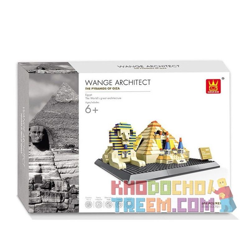 WANGE DR.LUCK 7011 4210 non  ĐẠI KIM TỰ THÁP GIZA bộ đồ chơi xếp lắp ráp ghép mô hình Mini Modular THE PYRAMIDS OF GIZA Đường Phố Thu Nhỏ 624 khối