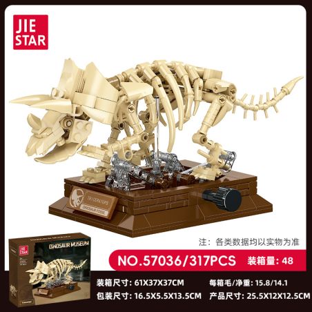 JIESTAR 57036 BẢO TÀNG KHỦNG LONG TRICERATOPS bộ đồ chơi xếp lắp ráp ghép mô hình DINOSAUR MUSSUM 317 khối