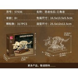 JIESTAR 57036 BẢO TÀNG KHỦNG LONG TRICERATOPS bộ đồ chơi xếp lắp ráp ghép mô hình DINOSAUR MUSSUM 317 khối