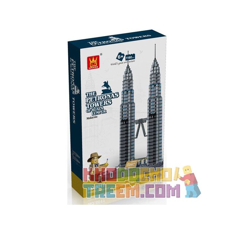 WANGE DR.LUCK 8011 5213 non  THÁP ĐÔI PETRONAS bộ đồ chơi xếp lắp ráp ghép mô hình Mini Modular PETRONAS TWIN TOWER Đường Phố Thu Nhỏ 1160 khối
