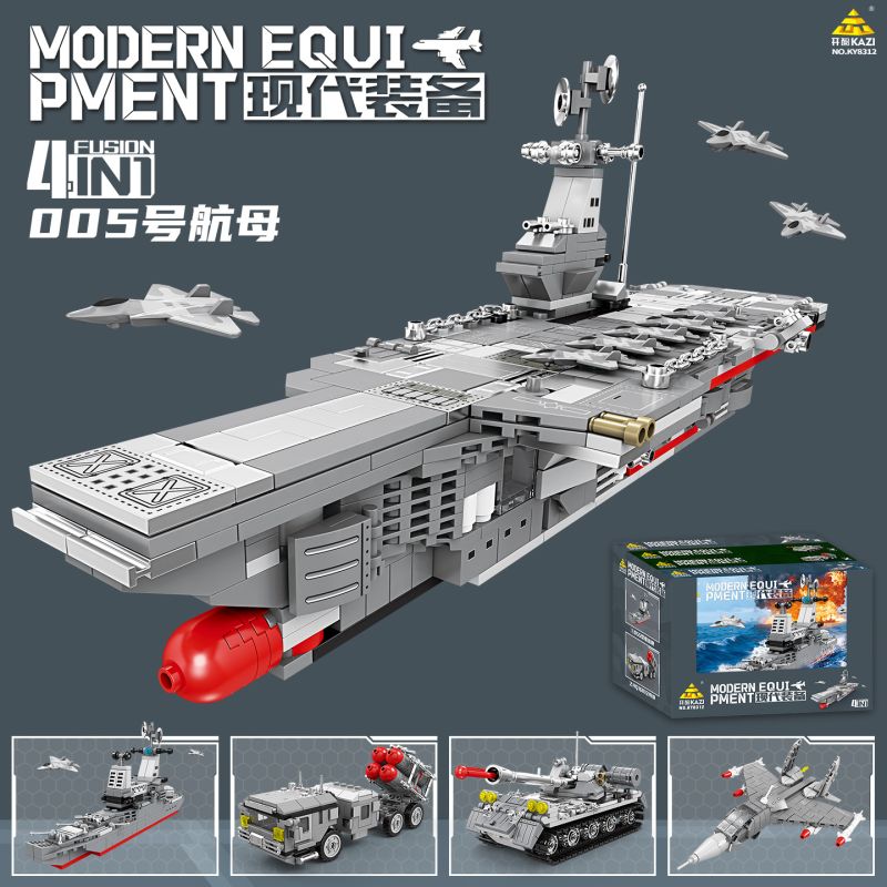 Kazi KY8312 8312 TRANG BỊ HIỆN ĐẠI TÀU SÂN BAY SỐ 005 4 LOẠI KHU TRỤC TYPE 055 TÊN LỬA PHÒNG KHÔNG HQ16 PHÁO TĂNG HẠNG NHẸ 15 MÁY CHIẾN ĐẤU J-16 bộ đồ chơi xếp lắp ráp ghép mô hình Military Army Quân Sự Bộ Đội 589 khối