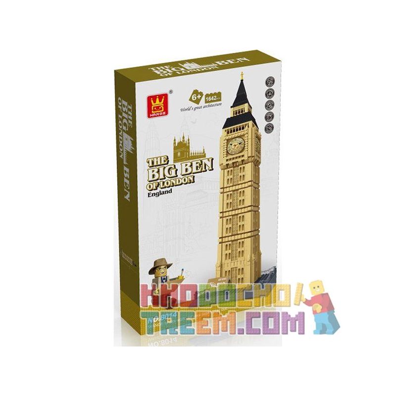 WANGE DR.LUCK 8014 5216 non  THÁP ĐỒNG HỒ BIG BEN bộ đồ chơi xếp lắp ráp ghép mô hình Mini Modular THE BIG BEN OF LONDON、ELIZABETH TOWER Đường Phố Thu Nhỏ 1642 khối