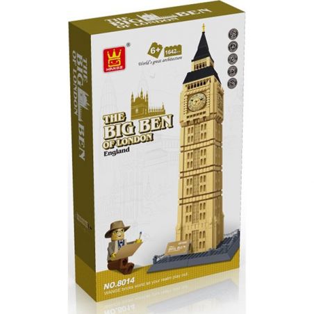 WANGE DR.LUCK 8014 5216 non  THÁP ĐỒNG HỒ BIG BEN bộ đồ chơi xếp lắp ráp ghép mô hình Mini Modular THE BIG BEN OF LONDON、ELIZABETH TOWER Đường Phố Thu Nhỏ 1642 khối