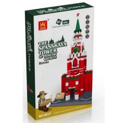 WANGE DR.LUCK 8017 5219 non  THÁP CHUÔNG SPASSKAYA bộ đồ chơi xếp lắp ráp ghép mô hình Mini Modular THE SPASSKAYA TOWER OF MOSCOW KREMLIN Đường Phố Thu Nhỏ 1048 khối