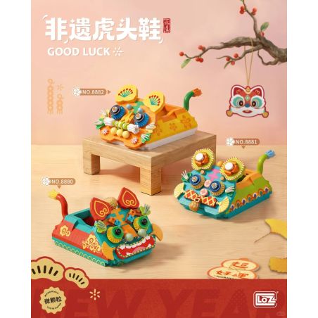 LOZ 8880 DI SẢN VĂN HÓA PHI VẬT THỂ GIÀY ĐẦU HỔ HẠNH PHÚC bộ đồ chơi xếp lắp ráp ghép mô hình Creator Sáng Tạo 400 khối