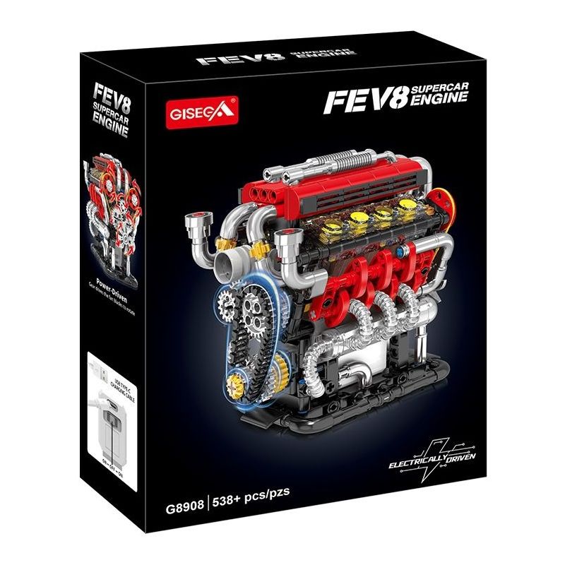 GISEGA G8908 8908 ĐỘNG CƠ FERRARI V8 bộ đồ chơi xếp lắp ráp ghép mô hình Technic FE V8 SUPERCAR ENGINE Kỹ Thuật Công Nghệ Cao Mô Hình Phương Tiện 538 khối
