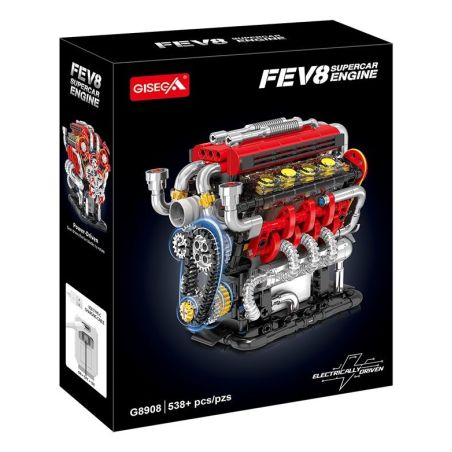 GISEGA G8908 8908 ĐỘNG CƠ FERRARI V8 bộ đồ chơi xếp lắp ráp ghép mô hình Technic FE V8 SUPERCAR ENGINE Kỹ Thuật Công Nghệ Cao Mô Hình Phương Tiện 538 khối