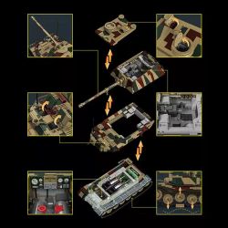 12GO 97023 PHÁO CHỐNG TĂNG HẠNG NẶNG FERDINAND ELEPHANT 1:28 tỷ lệ 1:28 bộ đồ chơi xếp lắp ráp ghép mô hình Military Army JAGDPANZER TIGER/P (ELEPHANT) Quân Sự Bộ Đội 1750 khối