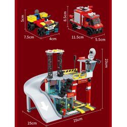 FORANGE FC3340 3340 TRẠM CỨU HỎA QUỸ ĐẠO bộ đồ chơi xếp lắp ráp ghép mô hình City Thành Phố 651 khối