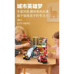 FORANGE FC3340 3340 TRẠM CỨU HỎA QUỸ ĐẠO bộ đồ chơi xếp lắp ráp ghép mô hình City Thành Phố 651 khối