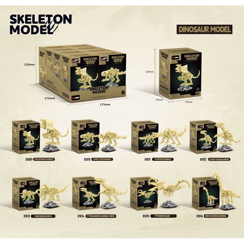 DECOOL BRICKCOOL 81009 81010 81011 81012 81013 81014 81015 81016 BỘ XƯƠNG KHỦNG LONG 8 LOẠI bộ đồ chơi xếp lắp ráp ghép mô hình Creator DINOSAUR SKELETON Sáng Tạo