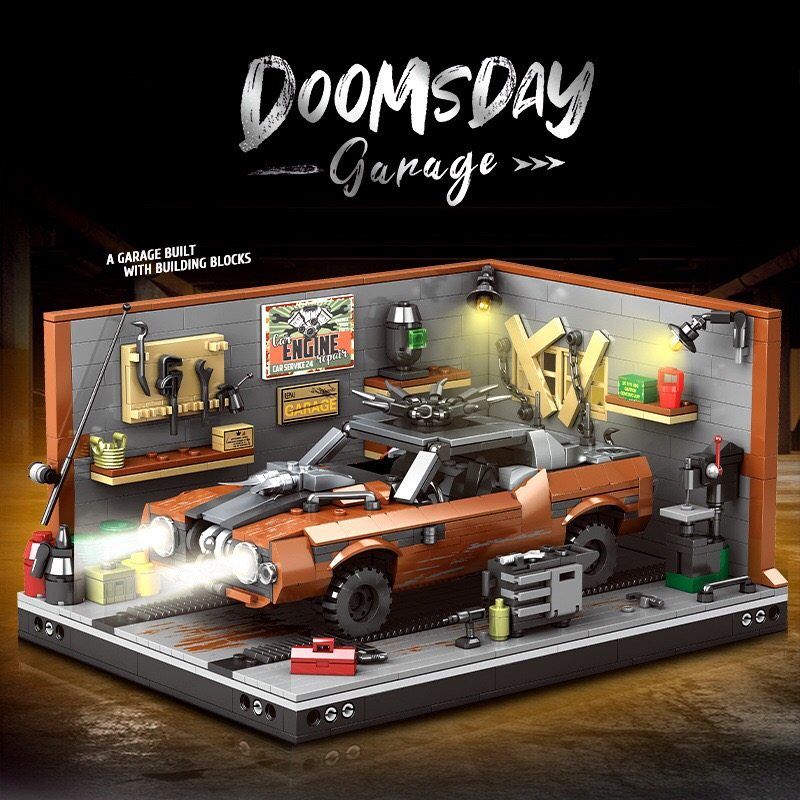 MINGDI LEIBAO K3181 3181 GARAGE NGÀY TẬN THẾ DODGE HELLCAT V8 bộ đồ chơi xếp lắp ráp ghép mô hình Racers DOOMSDAY GARAGE HELLCAT V8 Đua Tốc Độ