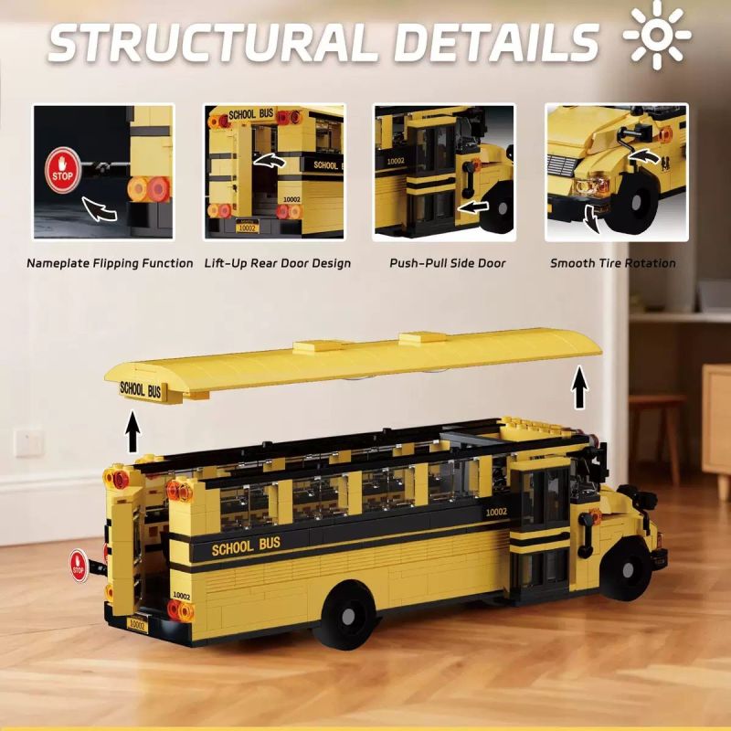 AMAING BLOCK 10002 XE BUÝT TRƯỜNG HỌC bộ đồ chơi xếp lắp ráp ghép mô hình City SCHOOL BUS Thành Phố 788 khối