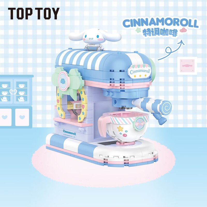 TOP TOY TC2339 2339 NGÔI NHÀ MƠ ƯỚC MÀU HỒNG CỦA GIA ĐÌNH SANRIO MÁY PHA CÀ PHÊ ĐẶC BIỆT DÀNH CHO CHÓ TAI TO bộ đồ chơi xếp lắp ráp ghép mô hình SANRIO CHARACTERS CINNAMOROLL 450 khối
