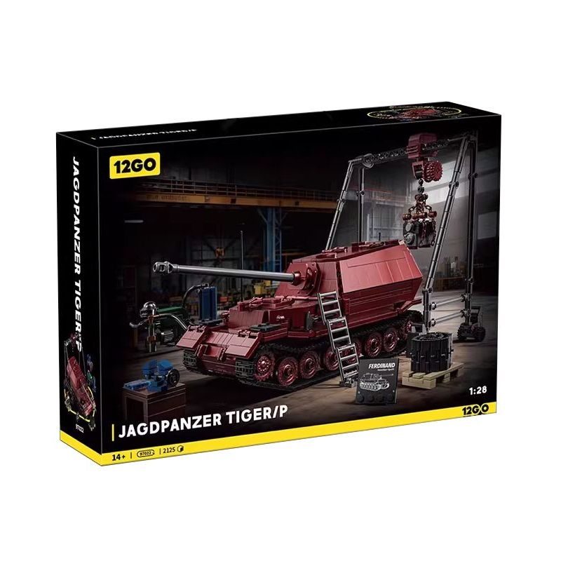 12GO 97022 PHIÊN BẢN SƯU TẬP TÀU KHU TRỤC HẠNG NẶNG FERDINAND 1:28 tỷ lệ 1:28 bộ đồ chơi xếp lắp ráp ghép mô hình Technic JAGDPANZER TIGER/P Kỹ Thuật Công Nghệ Cao Mô Hình Phương Tiện 2125 khối