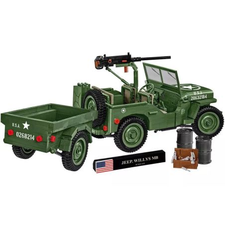 COBI 2804 XE SUV VÀ TRAILER CỦA JEEP WILLYS 1:12 tỷ lệ 1:12 bộ đồ chơi xếp lắp ráp ghép mô hình Creator WILLYS MB & TRAILER - EXECUTIVE EDITION Sáng Tạo 1580 khối