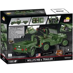COBI 2804 XE SUV VÀ TRAILER CỦA JEEP WILLYS 1:12 tỷ lệ 1:12 bộ đồ chơi xếp lắp ráp ghép mô hình Creator WILLYS MB & TRAILER - EXECUTIVE EDITION Sáng Tạo 1580 khối