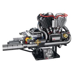 XINZHUAN XZ0015 Stormcore V2 Engine Xếp hình lắp ráp ghép mô hình Động cơ đầu chai của Harley