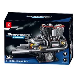 XINZHUAN XZ0015 Stormcore V2 Engine Xếp hình lắp ráp ghép mô hình Động cơ đầu chai của Harley