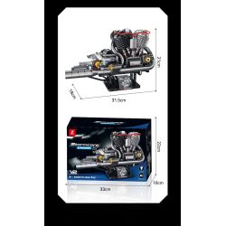XINZHUAN XZ0015 Stormcore V2 Engine Xếp hình lắp ráp ghép mô hình Động cơ đầu chai của Harley