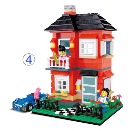 WANGE 31054 non  BIỆT THỰ MÀU ĐỎ bộ đồ chơi xếp lắp ráp ghép mô hình City Inn CITYINN Nhà Trọ Thành Phố 355 khối