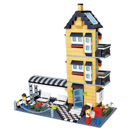 WANGE DR.LUCK 32053 non  BIỆT THỰ 3 TẦNG bộ đồ chơi xếp lắp ráp ghép mô hình City Inn CITYINN Nhà Trọ Thành Phố 546 khối