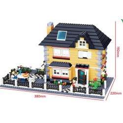 WANGE DR.LUCK 34051 non  BIỆT THỰ CÓ BÀN ĂN NGOÀI TRỜI bộ đồ chơi xếp lắp ráp ghép mô hình City CITYINN Thành Phố 909 khối