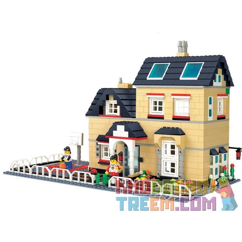 WANGE DR.LUCK 34052 non  BIỆT THỰ CÓ SÂN BÓNG RỔ bộ đồ chơi xếp lắp ráp ghép mô hình City CITYINN Thành Phố 755 khối