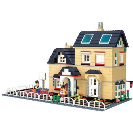 WANGE DR.LUCK 34052 non  BIỆT THỰ CÓ SÂN BÓNG RỔ bộ đồ chơi xếp lắp ráp ghép mô hình City CITYINN Thành Phố 755 khối