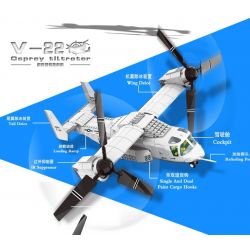 WANGE DR.LUCK JX006 5006 non  MÁY BAY CHIM ƯNG BIỂN tỷ lệ 1:44 bộ đồ chơi xếp lắp ráp ghép mô hình Military Army V-22 OSPREY TILTROTOR Quân Sự Bộ Đội 593 khối