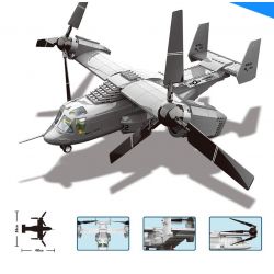 WANGE DR.LUCK JX006 5006 non  MÁY BAY CHIM ƯNG BIỂN tỷ lệ 1:44 bộ đồ chơi xếp lắp ráp ghép mô hình Military Army V-22 OSPREY TILTROTOR Quân Sự Bộ Đội 593 khối