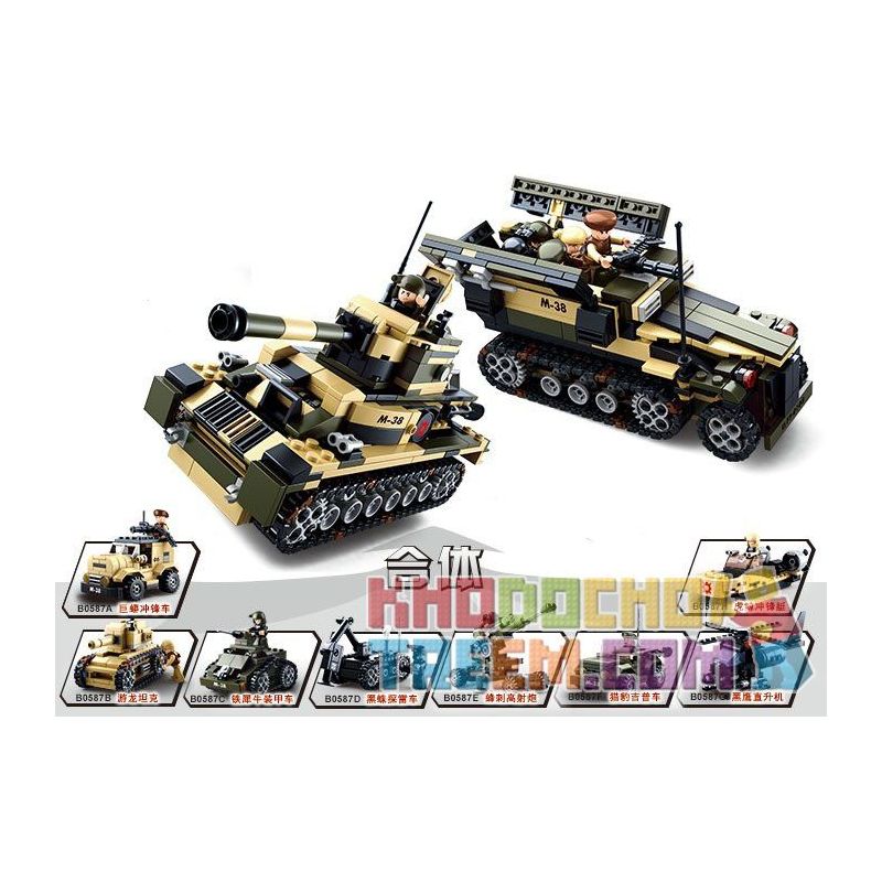 SLUBAN M38-B0588 B0588 0588 M38B0588 38-B0588 M38-B0587 B0587 0587 M38B0587 38-B0587 non  XE TĂNG THIẾT GIÁP 8 TRONG 1 bộ đồ chơi xếp lắp ráp ghép mô hình Military Army Quân Sự Bộ Đội 928 khối