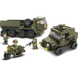 SLUBAN M38-B0307 B0307 0307 M38B0307 38-B0307 non  XE TẢI JEEP MÁY CHỞ QUÂN bộ đồ chơi xếp lắp ráp ghép mô hình Military Army SERVICE TROOPS Quân Sự Bộ Đội 455 khối