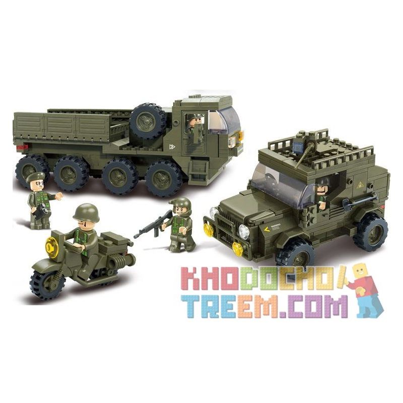 SLUBAN M38-B0307 B0307 0307 M38B0307 38-B0307 non  XE TẢI JEEP MÁY CHỞ QUÂN bộ đồ chơi xếp lắp ráp ghép mô hình Military Army SERVICE TROOPS Quân Sự Bộ Đội 455 khối