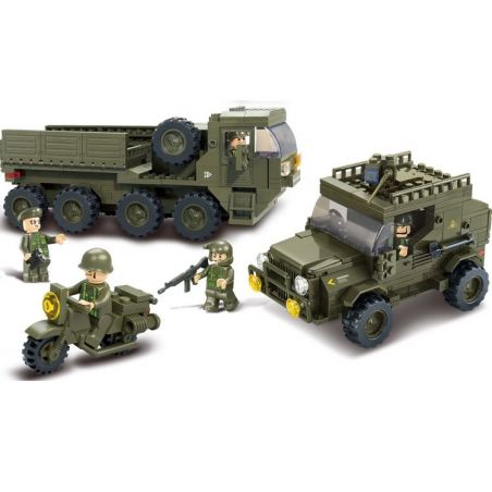 SLUBAN M38-B0307 B0307 0307 M38B0307 38-B0307 non  XE TẢI JEEP MÁY CHỞ QUÂN bộ đồ chơi xếp lắp ráp ghép mô hình Military Army SERVICE TROOPS Quân Sự Bộ Đội 455 khối