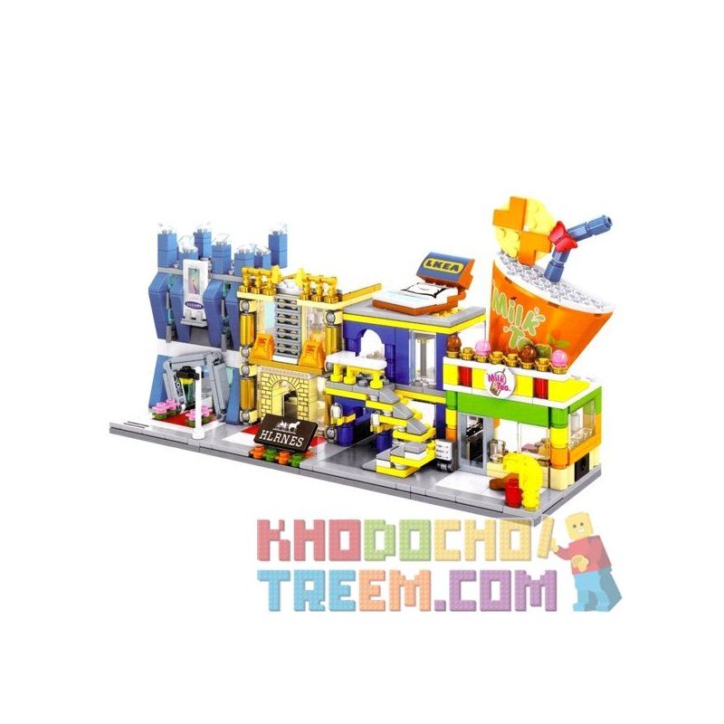 SEMBO SD6066 6066 SD6067 6067 SD6068 6068 SD6069 6069 non  BỘ 4 CỦA HÀNG NỘI THẤT THỜI TRANG TÚI XÁCH TRÀ SỮA bộ đồ chơi xếp lắp ráp ghép mô hình Mini Modular SEMBO BLOCK IKEA MILK TEA Đường Phố Thu Nhỏ 162 khối