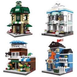 XINGBAO XB-01105 01105 XB01105 non  QUÁN CÀ PHÊ CỬA HÀNG ĐỒ CƯỚI HOA THÚ CẢNH bộ đồ chơi xếp lắp ráp ghép mô hình Mini Modular ORIGINAL CITY THE COFFEE SHOP WEDDING STORE FLOWER PET SET 4 1 Đường Phố Thu Nhỏ 1079 khối