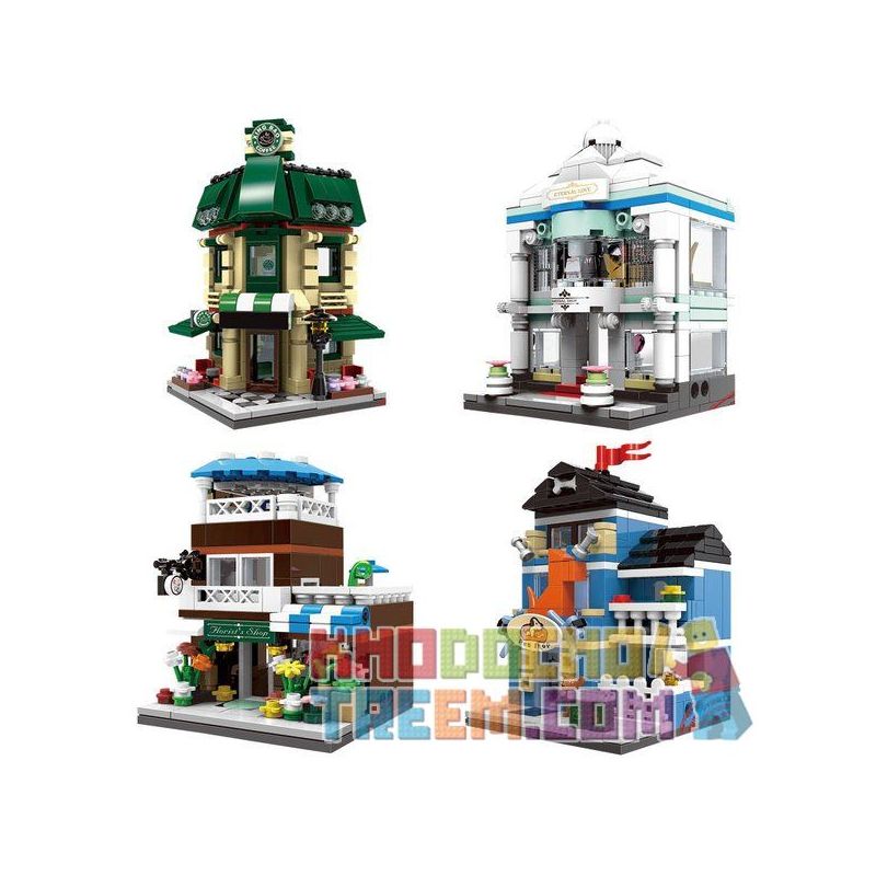 XINGBAO XB-01105 01105 XB01105 non  QUÁN CÀ PHÊ CỬA HÀNG ĐỒ CƯỚI HOA THÚ CẢNH bộ đồ chơi xếp lắp ráp ghép mô hình Mini Modular ORIGINAL CITY THE COFFEE SHOP WEDDING STORE FLOWER PET SET 4 1 Đường Phố Thu Nhỏ 1079 khối