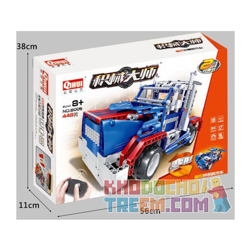 QIHUI 8006 non  XE ĐẦU KÉO XANH BIỂN bộ đồ chơi xếp lắp ráp ghép mô hình  STARRY SKY Kỹ Thuật Công Nghệ Cao Mô Hình Phương Tiện 448 khối