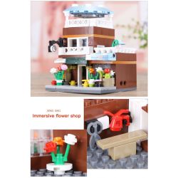 XINGBAO XB-01105 01105 XB01105 non  QUÁN CÀ PHÊ CỬA HÀNG ĐỒ CƯỚI HOA THÚ CẢNH bộ đồ chơi xếp lắp ráp ghép mô hình Mini Modular ORIGINAL CITY THE COFFEE SHOP WEDDING STORE FLOWER PET SET 4 1 Đường Phố Thu Nhỏ 1079 khối