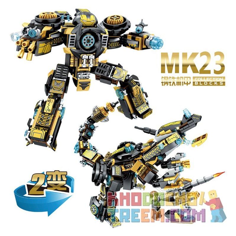 SEMBO 60023 non  NGƯỜI SẮT 2 TRONG 1 bộ đồ chơi xếp lắp ráp ghép mô hình Super Heroes 钢铁机甲3800 Siêu Nhân Anh Hùng 393 khối