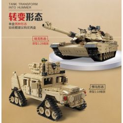 Kazi KY10000 10000 non  XE TĂNG CHỦ LỰC BIẾN HÌNH HUMMER BÁNH XÍCH bộ đồ chơi xếp lắp ráp ghép mô hình Military Army M1A2 ABRAMS MBT Quân Sự Bộ Đội 1463 khối