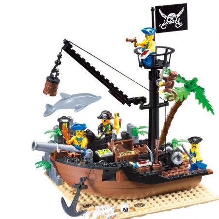 Enlighten 306 Qman 306 non  TÀU THÁO DỠ DOCK bộ đồ chơi xếp lắp ráp ghép mô hình Pirates Of The Caribbean CORSAIR SCRAP DOCK Cướp Biển Vùng Caribe 178 khối